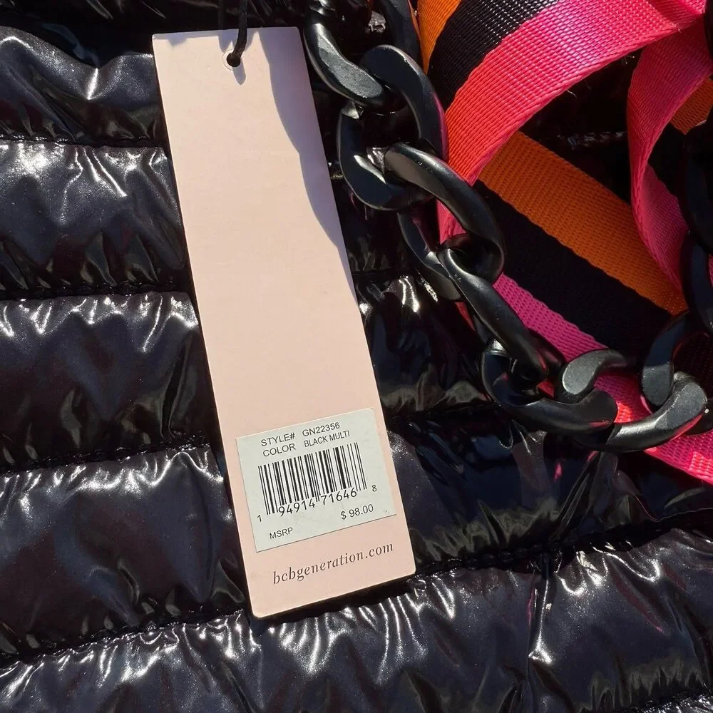 BCBGeneration Handbag Purse Shoulder Crossbody Black Puffer 2-in-1 Hobo‎ NWT $98